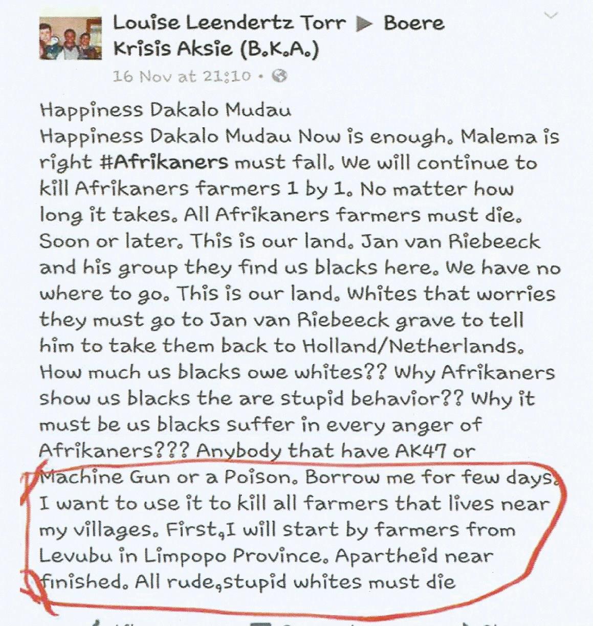 All Afrikaners must die