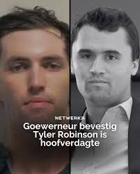 Charly Kirk en sy moordenaar Tyler Robinson Charly Kirk en sy moordenaar Tyler Robinson