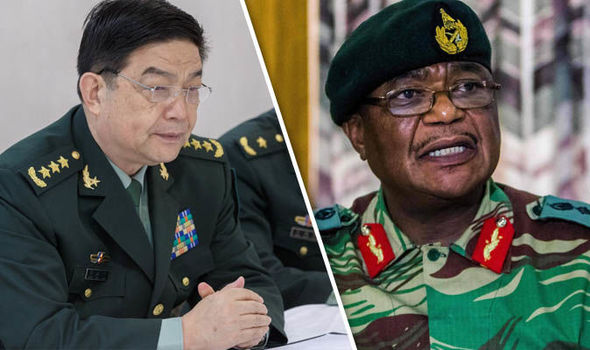 General Constantino Chiwenga (R) met with China's Defence Minister Chang WanquanZimbabwe coup China Robert Mugabe