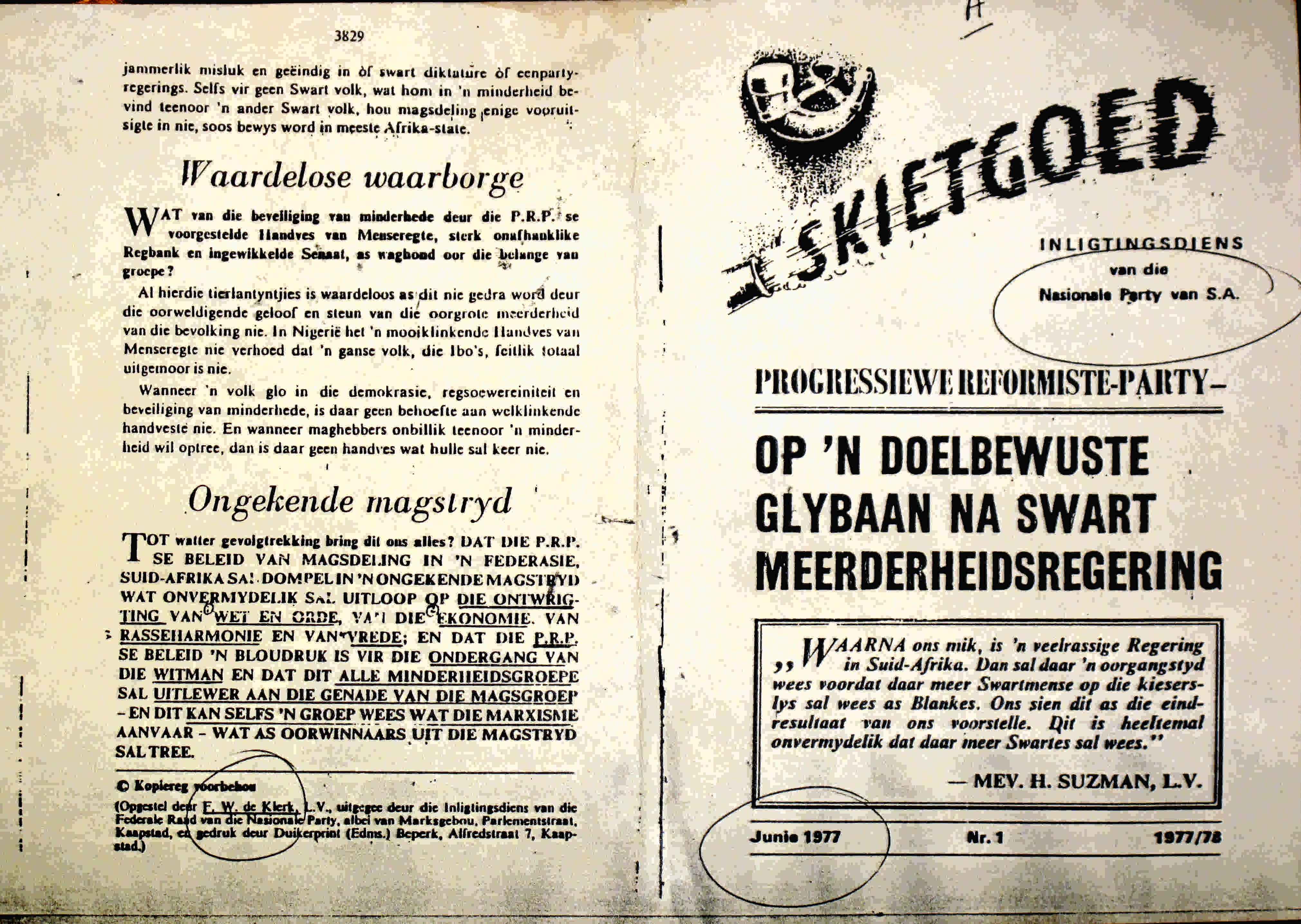 skietgoed nasionale party 1977